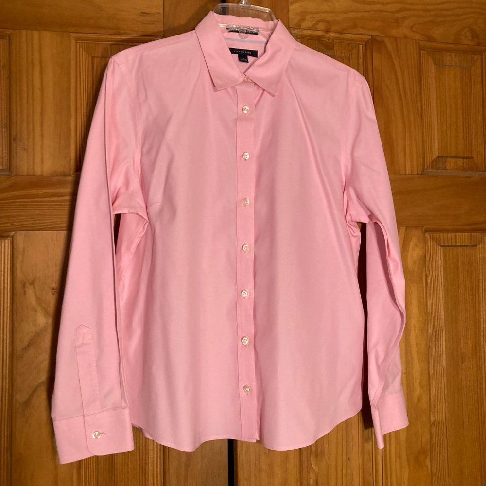 NWOT Lands' End Vintage 90s Top Long Sleeve Career No Iron Blouse Pink Size 14P